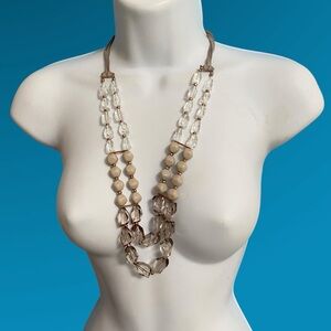PREMIERE DESIGNS "Swoon" Double Strand Necklace Acrylic Beads Suede Gold Tone